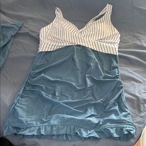 Striped Blue and White Women's Swimsuit size XL